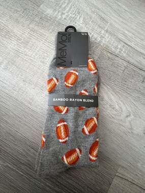 MeMoi Men's Football Toss Bamboo Rayon Blend Crew Socks Size 10-13